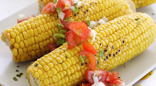 Corn on Cob with Tomato Salsa